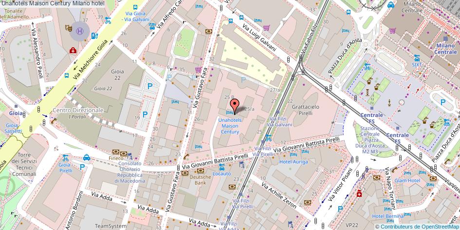 Mappa Unahotels Maison Century hotel Milano